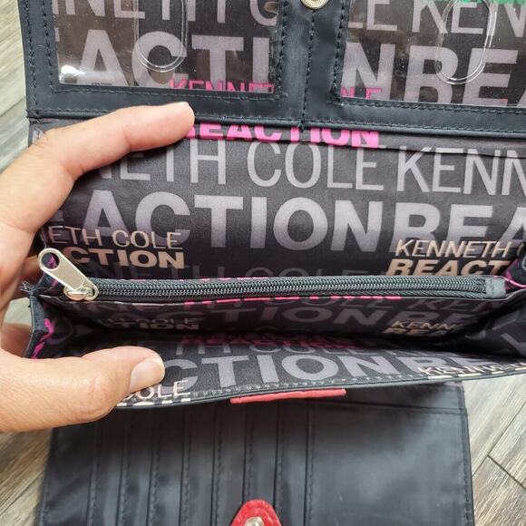 Red Croc Crossbody Bag & Wallet Set Marc Fisher Faux Leather Kenneth Cole Clutch - Picture 9 of 11